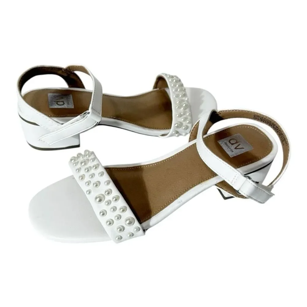 Dolce Vita Girls Golda Imitation Pearl Block Heel Special Occasion Sandal Size 4